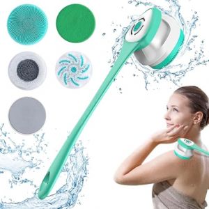 Brosse électrique pour le corps Brosse de bain pour le dos avec 5 compartiments : brosse pour le dos avec long manche IP67 étanche 3 vitesses Brosse de nettoyage pour spa douche exfoliante Brosse de (CHENXIKEJIEU, neuf)