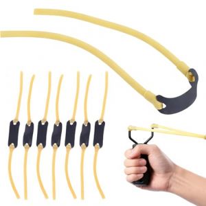 LIUYIDM 8 Pi&egrave;ces Lance Pierre,Elastique Lance Pierre Adulte Puissant Chasse Accessoires,Fronde de Chasse Puissante,&Eacute;lastiques de Lancement R&eacute;glables et Durables (Jaune) (LIUYIKJ, neuf)