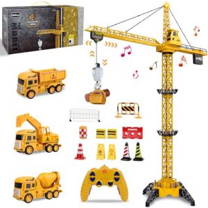 Ulikey Grue à Tour Télécommandé, 128 cm Grue Tour Radio Contrôle, 2.4GHz Grue à Tour RC, Télécommande 680° Rotation, 6 Canaux de Radiocommande, Grue Elévatrice pour 4+ Enfants Garçons Enfants (Niedfisch Etrade, neuf)