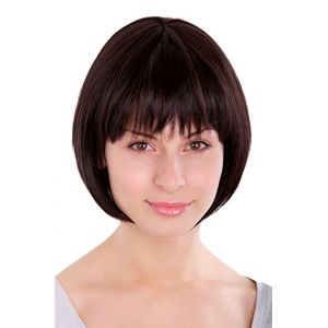 WIG ME UP - Perruque, Carr&eacute; Plongeant, Ch&acirc;tain Fonc&eacute;, 20 Cm (VK Event Fashion, neuf)