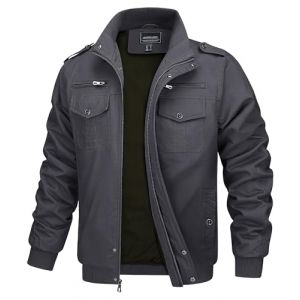MAGCOMSEN Blouson Homme Hiver Militaire Coupe-Vent L&eacute;ger Casual avec Poches Boutons et Zipp&eacute;e pour le Travail Grey S (MAGCOMSEN SHOP, neuf)