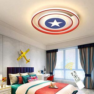 WJLL Plafonnier Dimmable Télécommande Lampes de Plafond pour LED Enfants Chambre Creative Salon Salle À Manger Fille Chambre Garçon Éclairage Captain America Applique Murale Ronde en Métal,50cm (xianziqijiadianxiaoshou, neuf)