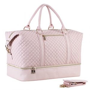 Sac de Voyage de Nuit, Sac de Voyage surdimensionn&eacute; en Toile et Cuir pour Homme ou Femme, Rose A2, Color, Mode (Hetzin-EU, neuf)