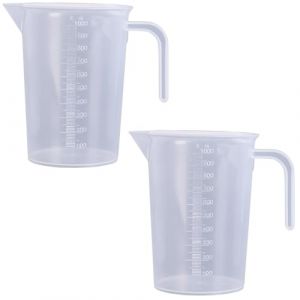 FANNAS Verre Doseur Plastique 1000ML, 2 Pi&egrave;ces Transparent Doseur Detailing Gradu&eacute; en Plastique Mini Verre Doseur Gobelet Doseur,Convient Pour les Mesures en Laboratoire de Cuisine (FENGCHUANGI, neuf)