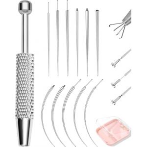 OUFER Ensemble de Pinces pour Piercing Acier Chirurgical Aiguille Guide de Per&ccedil;age 16G 18G 20G Pince pour Billes Outil de Piercing pour Ouvrir et Changer Accessoires de Kit pour Oreille, Nez, L&egrave;vre (OUFER INC, neuf)