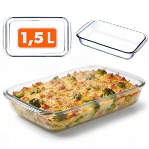KADAX Plat rectangulaire en verre r&eacute;sistant &agrave; la chaleur, formes de cuisson en verre lavables au lave-vaisselle, vaisselle pour la cuisson, plat &agrave; gratin en verre pour lasagnes, g&acirc;teaux (Transparent (KADAX, neuf)