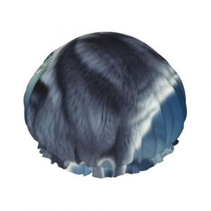 Bonnet de douche double couche pour femme, bonnet de bain élastique réutilisable, bonnet de bain loup sous la lune, bonnet de cheveux imperméable pour femme, spa, salon de douche, bonnet de cheveux (amixiemao111, neuf)