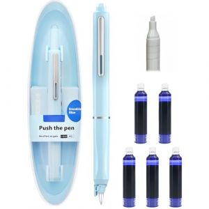 Générique Stylo-Plume Rétractable : 0,38 mm, Encre Bleue Et Noire, Corps du stylo de couleur, 5 cartouches D’encre Rechargeables Incluses. Pour Une écriture (Bleu, Bleu effaçable) (huangshanshijingmiaomiaodianzishangwuyouxiangongsi, neuf)