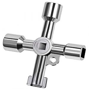 Cl&eacute; &agrave; 4 Voies,Cl&eacute; Radiateur 4 en 1 Cl&eacute;s de Purge pour Radiateur en Alliage de Zinc Multifonctionnel Compteurs de Cl&eacute;s pour Ouverture Armoire Electrique Argent (Ziranee, neuf)