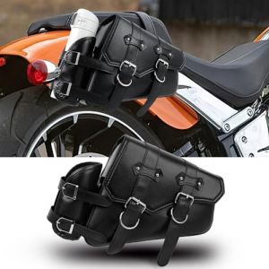 DREAMIZER Sacoche de Selle Moto Universel en Cuir avec Poche pour Bouteille d'eau Accessoires de Moto &Eacute;tanches Compatible avec Harley Honda Kawasaki Suzuki Yamaha (WQ Fashion Mall, neuf)
