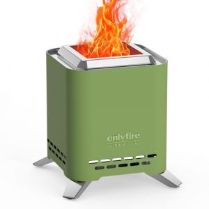 Onlyfire 2 en 1 Carr&eacute; Brasero de Table, 16,5cm Portable Brasero Ext&eacute;rieur avec Support de Pot et Sac de Transport, Fum&eacute;e Foyer &agrave; Bois pour Patio Camping Jardin, Brasero sans Fum&eacute;e, Vert (Onlyfire Store, neuf)