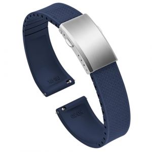 ULLCHRO FKM Bracelet Montre 20mm 22mm Bracelets de Montre FKM Caoutchouc fluoré à Dégagement Rapide Souples et Durables Bracelet de Remplacement pour Homme Femme (22mm, Bleu Marine) (Ullchro-EU, neuf)