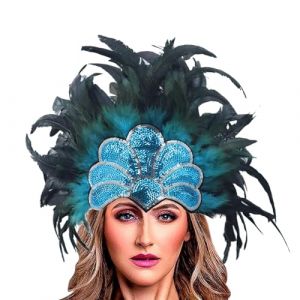 Diadème Carnaval Serre Tête Plumes et Paillettes Coiffe pour Coiffe Bresilienne Plume Costume de Mascarade Cosplay Costume pour Brésilienne Costume Déguisement Accessoire Soirée à Thème (hoarse-NU, neuf)