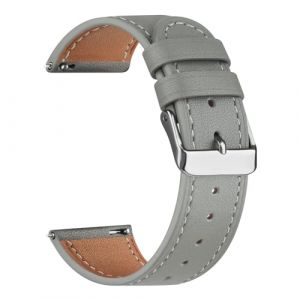 Oumida Cuir Bracelet pour 22mm 20mm 18mm Femme Homme, Bracelet de remplacement en Cuir à Dégagement Rapide pour Montre Intelligente Samsung Galaxy/Huawei/Fossil (Gris, 18mm) (PanShiYunDong, neuf)