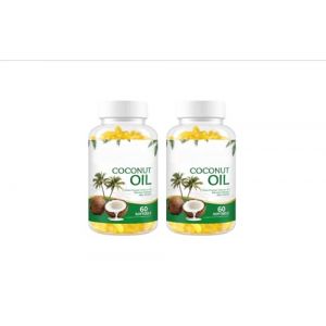 Huile de noix de coco, m&eacute;lang&eacute;e avec du collag&egrave;ne et des vitamines pour l'&eacute;nergie et le soutien de la peau, sans OGM, sans gluten, 60 unit&eacute;s,2PCS (AXICAIGOUWU, neuf)