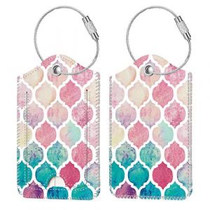 FINTIE &Eacute;tiquette de Bagage en Simili Cuir, [Lot 2] &Eacute;tui d'ID avec C&acirc;ble en Acier Inoxydable et &Eacute;tiquette d'adresse pour Valise de Voyage, Amour Marocain (Fintie EU, neuf)