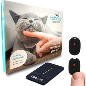 Tabcat Tracker V2 pour Chats et Chatons - Plus Précis Que Le GPS - Pas D'Abonnement Mensuel - 2 Localisateurs Inclus et 2 Étuis Protecteurs - pour Chats Intérieurs et Extérieurs - Petits et Légèrs (Loc8tor LTD, neuf)