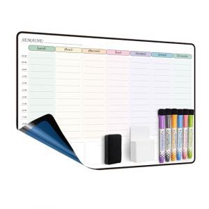 MCCORL Calendrier Adhesif Tableau blanc Planning Mural, Planificateur Semainer effaçable parfait pour Planification des Tâches, Organiseur Hebdomadaire Repas familial - en Français (42 x 28 cm) (Mccorl, neuf)