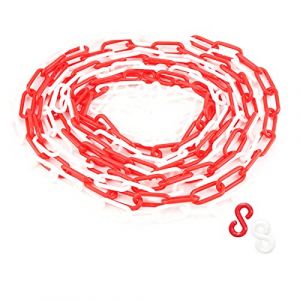 HATOOLHA® Chaîne à maillons en plastique, barrière de sécurité en plastique, bloc de signalisation routière avec 2 crochets en S (2 m, rouge + blanc) (TOOLSTAR, neuf)