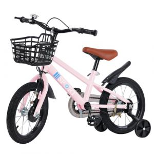 homewell 14 Pouces Bicyclette V&eacute;lo pour Enfant Beb&egrave;, V&eacute;lo Enfant pour 2 &agrave; 8 Ans, Velo R&eacute;glable en Hauteur avec Roues Stabilisatrices Amovibles et Panier (Rose) (muxixi, neuf)