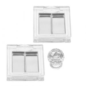 Ipetboom Palette de Maquillage Soi-M&ecirc;me Vide 2 Pi&egrave;ces Blanche 4 Godets en Aluminium et 2 Outils en Cristal Bo&icirc;te Rechargeable pour Fards &agrave; Paupi&egrave;res Rouges &agrave; L&egrave;vres Blushs &ndash; Rangement (KinRoZ, neuf)