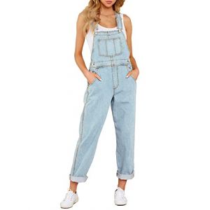 Roskiky - Salopette décontractée en denim extensible pour femme - Salopette en jean avec poches, L (RoskikyEU, neuf)