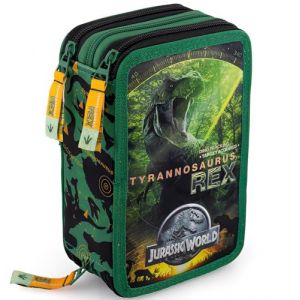 Trousse Scolaire Complète 45 Pièces pour Jurassic Dinosaures World Fan – Kit Créatif Triple Compartiment avec Stylos Gel Effaçables, Crayons 4.0 mm, Feutres – Idée Cadeau (clondo, neuf)