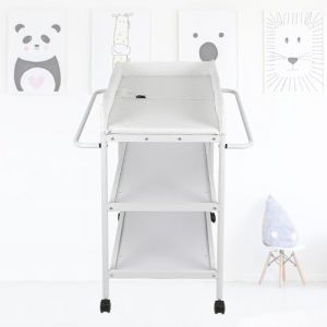 XUANYU Tables à langer sur Pieds Portable et Pliable, Station à langer avec Étagère Rangement à 2 Niveaux, Commode à Langer Multifonctionnelle, Jusqu'à 130 kg, Blanc, 84×48×90 cm (XUASHW, neuf)