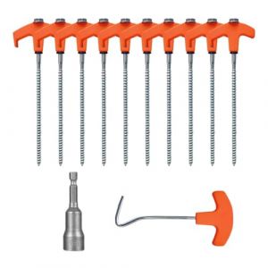 10 pièces piquets de Tente rotatifs,8 * 200mm Piquets en Acier Robuste,Piquets de Tente en Acier,Livré avec Un dégrafeur et Une Douille de perçage, adapté aux Trampolines, Camping, tentes, etc. (feitao trading, neuf)