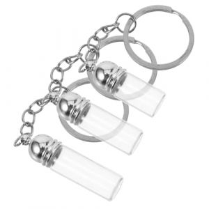 MUCKLILY 3pièces Porte-clés Bouteille Verre Pour Huile Essentielle Pendentif Porte-clés Pour Bouteille De Parfum Petite Fiole Avec Porte-clés (Senike, neuf)