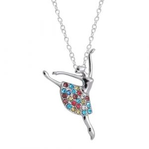 TSUOUKL Collier avec Pendentif en forme de Ballerine Tutu, Collier Pendentif Danseuse Ballet Filles Zircon Charme Surprise Danse Ballerine Cadeau de bijoux pour femmes de gr&acirc;ces Cadeau (TSUOUKL, neuf)
