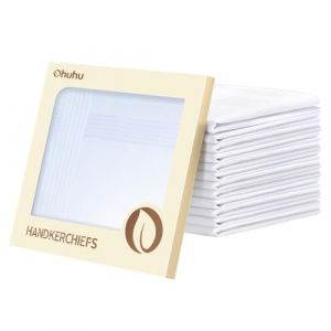 Ohuhu Mouchoirs Tissus Homme, Mouchoirs en Tissu 100% Coton Lavable en Machine, Blanche Ensemble de Pochettes Classiques, Cadeau pour Hommes, 40 x 40 cm (TSMART, neuf)