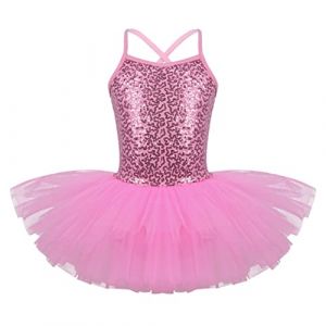 iiniim Enfant Fille Robe De Danse Classique Tutu Ballet Danse Justaucorps Leotard Gym Paillettes Tulle Robe Costume Soir&eacute;e Bal Performance 4-12 Ans Rose 10-12 Ans (yunduantong, neuf)