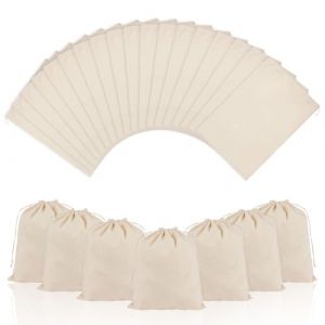 OFFCUP 25PCS Sachet en Coton Tissu, 15 * 20cm Sac Cordon Coton Sac Toile de Jute, Petit Sachet Cadeau Avec Serrage, Pochette Tissu Cordon Pochettes &agrave; Bijoux pour Mariage Bonbons Lavande F&ecirc;te (HOOCHE, neuf)