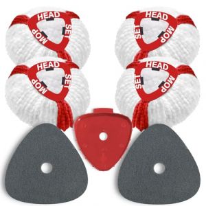 Lot de 7 housses de rechange pour Vileda Turbo Mop balai &agrave; franges, t&ecirc;tes de rechange pour balai &agrave; franges avec 4 t&ecirc;tes en microfibres, 2 brosses en &eacute;ponge et 1 raccord pour la cuisine (OKcedier, neuf)