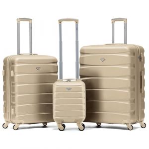 Flight Knight Jeu De 3 Moyen Et Grand Valises Legeres A 4 roulettes en Abs pour Bagages A Main par Plus De 100 Compagnies Aeriennes British Airways, Easyjet Et Taille Max pour Ryanair 40x20x25cm (Prime Brands Group FR, neuf)