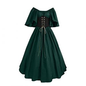 Robe Costume Medieval Femme Victorienne Steampunk Vintage Steampunk Costume Couleur D'épissure Corset Style de Cour Victorienne DéGuisement DéGuisements Dress Halloween Renaissance Robe Viking Femme (mailaoboss, neuf)