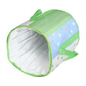 LOORGVEL Bac &agrave; Bain De Pieds Pliable &agrave; Isolation Thermique Taille Moyenne Vert &agrave; Pois Avec Couvercle Portable Pour Usage Domestique Et Voyage En Dortoir (YANJHG, neuf)