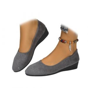 Chaussures compens&eacute;es &agrave; enfiler pour femmes avec support de vo&ucirc;te plantaire confortable, chaussures l&eacute;g&egrave;res antid&eacute;rapantes &agrave; talon bas compens&eacute;, ballerines de travail d&eacute;contract&eacute;es mocassins de cour (MSGOUDD, neuf)