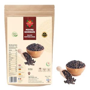 Grains de Poivre Noir 1 kg | Poivre Noir Entier | 100% Naturel | Authentique | Sans Additifs | Sans Conservateurs | Non-OGM (Smart Organic Foods, neuf)