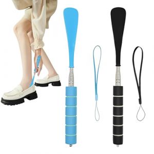 Chausse-Pied T&eacute;lescopique 2 Unit&eacute;s, Longueur R&eacute;glable 30-70Cm, Acier Inoxydable Noir Et Bleu, Pour Hommes Femmes Seniors Voyage (Sun YiTao UK SHOP, neuf)