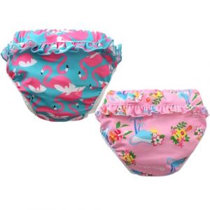 ACMEDE Couches de bain lavables pour Bébé réutilisable, 2 pièces Culotte De Bain pour bébé fille (0-4 ans),Couche Piscine Lavable à volants bébé Maillot de Bain bébé fille (Poids : 15-22 lb, style 3) (Acme Co,., neuf)