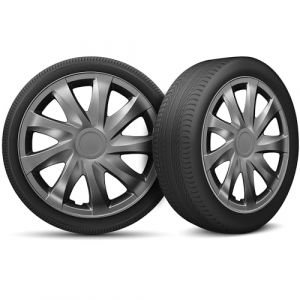 Moltico Enjoliveur - Set de 4 Universel Enjoliveurs - Adapté à Toutes Roues en Acier - Enjoliveurs pour Auto - Anneau de Sécurité Réglable - 16 Pouces - Graphite (Moltico-Shop, neuf)