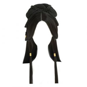 Tenue chinoise pour femmes, perruque traditionnelle tress&eacute;e noire longue Hanfus, perruque synth&eacute;tique asiatique, Costume de Cosplay chinois pour filles et femmes (Haoyunlucy, neuf)