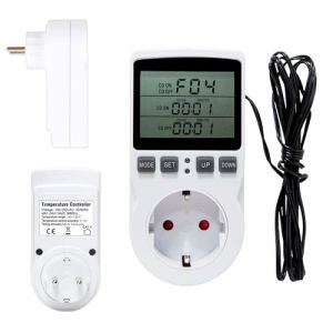 SKIKHN Prise Thermostat, R&eacute;gulateur de temp&eacute;rature 230 V, Thermostat Prise Thermostat avec Sonde, Thermostat Chauffage Refroidissement, pour Serres, Aquariums, Terrarium, Reptiles (ENSHISHISHUBAODIANZISHANGWUYOUXIANGONGSI, neuf)