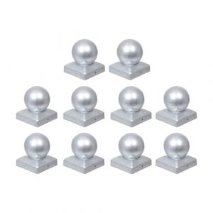 h2i Lot de 10 capuchons de poteau sph&eacute;riques - En acier galvanis&eacute; - 101 x 101 mm - Capuchon de protection carr&eacute; pour poteaux en bois - Support de poteau et poteaux de cl&ocirc;ture en forme de pyramide - (partyartikel-24, neuf)
