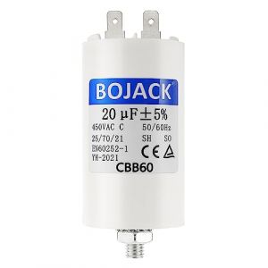 BOJACK CBB60 20uF 450V Condensateur de Démarrage moteur de Moteur pour Pompe de Piscine 20µF 450 Volt 40x70MM Connecteur M8 50/60Hz (BOJACK, neuf)