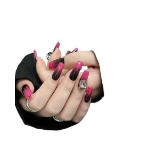 KEMKEY Rose rouge système noir dégradé carré diamant Europe et états-unis et états-unis vêtements for ongles produits for ongles(M) (XXFFD, neuf)
