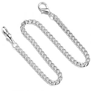 MIRKUZI Cha&iuml;ne de montres 1 morceau de cha&icirc;ne de montre de poche en argent, cha&icirc;ne de montre de poche en m&eacute;tal, cha&icirc;ne de portefeuille de d&eacute;coration de v&ecirc;tements pour hommes et femmes (argent) (HU  YIFENG UK SHOP, neuf)