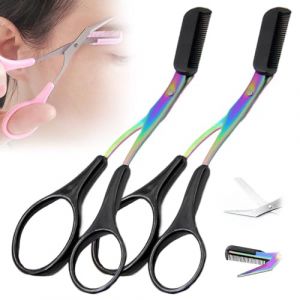 Ciseaux Sourcils Femme Brosse Sourcil 2025 Nouveau 2 - En - 1 Peigne Taille Des Sourcils Pour Cils Et Sourcils Outil de Beauté pour Femmes Hommes (2+2) (jingteng464, neuf)